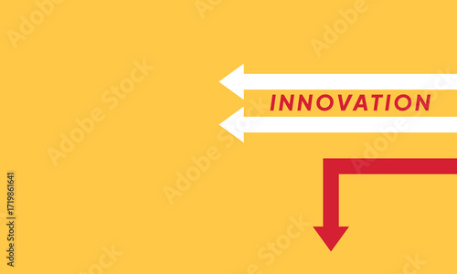 Background innovation concept. Minimalist stile red arrow changing direction and white ones. New idea, changer, trend, courage, creative solution,business, innovation and unique way concept