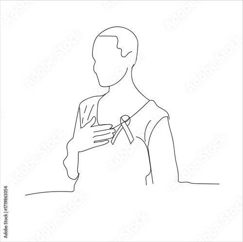 woman with cancer ribbon.White woman promoting breast cancer awareness