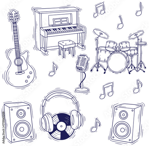 Dynamic musical instruments and audio equipment set for creative projects