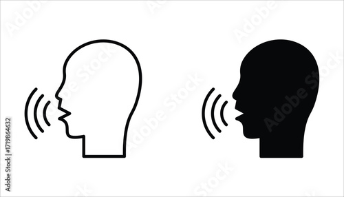 Speaking icon set. Talk person sign or symbol , editable icons, can be used in logo, UI and web design, Flat illustration of vector icon on white background.