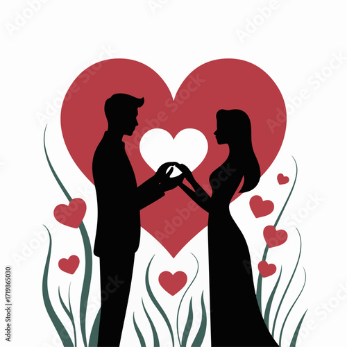 Romantic Couple Silhouette A Heartfelt Valentine's Day Design