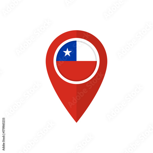 Location pin with flag of Chile. Map marker with Chilean flag