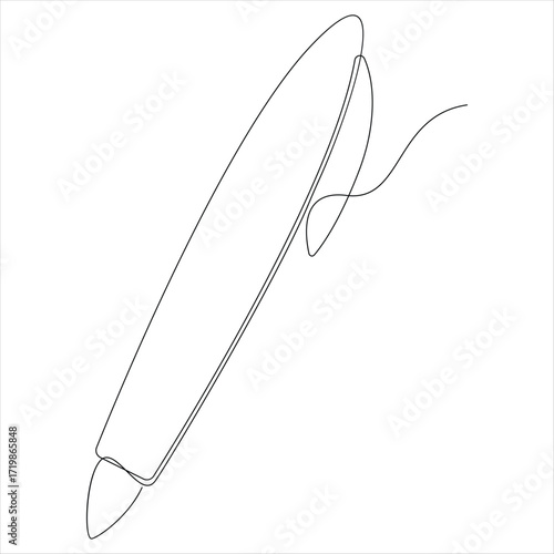 Continuous line drawing of classic ballpoint pen icon back to school minimalist education concept