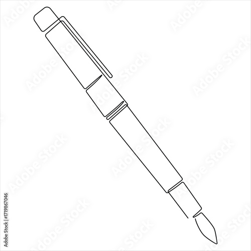 Continuous line drawing of classic ballpoint pen icon back to school minimalist education concept