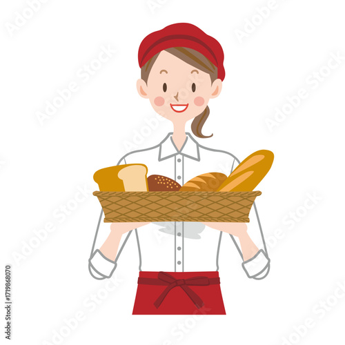 パン屋の店員のイラスト　販売員
