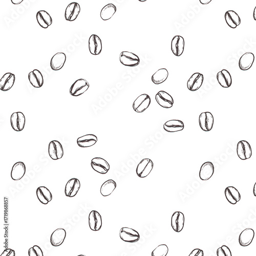 Hand drawn coffee bean pattern with a rustic organic feel