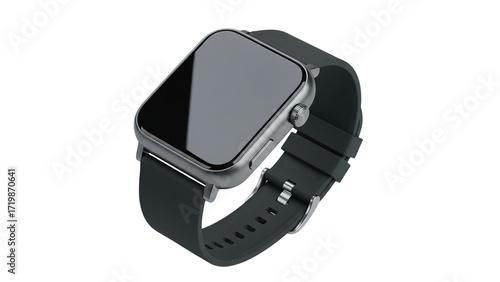 Sleek modern smartwatch with dark band and digital display, perfect for fitness and tech enthusiasts