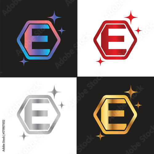 Letter E logo, E logo, AI logo set, modern and minimal design, tech-inspired, colorful icons and symbols, suitable for artificial intelligence, innovation, branding, startups, and digital identity.