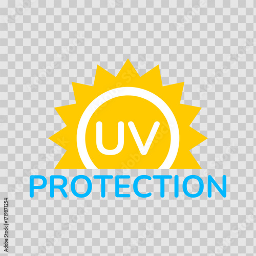 UV protection icon set. UV radiation icon. Ultraviolet symbol. Sun uv protection icons. Vector pictogram of sunscreen spf. Skincare illustration, sign for cosmetics packaging