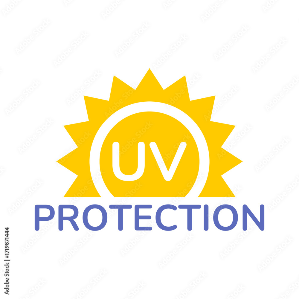 Fototapeta premium UV protection icon set. UV radiation icon. Ultraviolet symbol. Sun uv protection icons. Vector pictogram of sunscreen spf. Skincare illustration, sign for cosmetics packaging