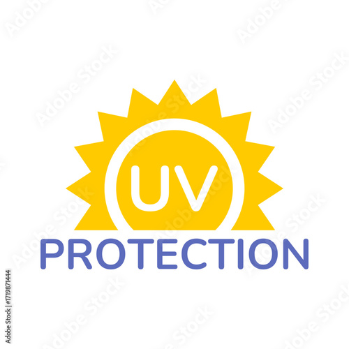 UV protection icon set. UV radiation icon. Ultraviolet symbol. Sun uv protection icons. Vector pictogram of sunscreen spf. Skincare illustration, sign for cosmetics packaging