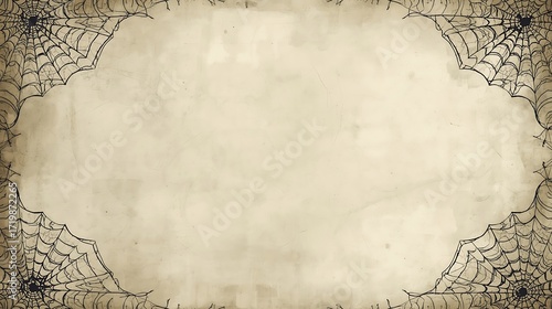 Spiderwebs frame a blank parchment background ideal for halloween themed designs and spooky invitations copy space