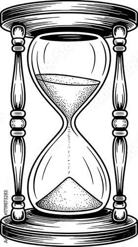 Ornate hourglass with flowing sand and decorative base time measurement