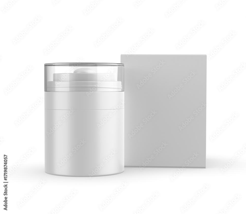 custom made wallpaper toronto digital3D render illustration of a blank cosmetic airless pump jar packaging isolated on white background. Realistic clean mockup template for branding.