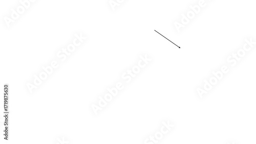 Simple black line pointing diagonally downward on a plain white background art