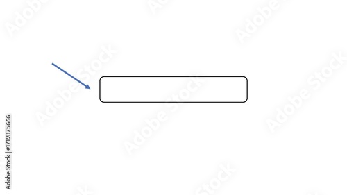 Simple white rounded rectangle with a blue arrow pointing to it on white background