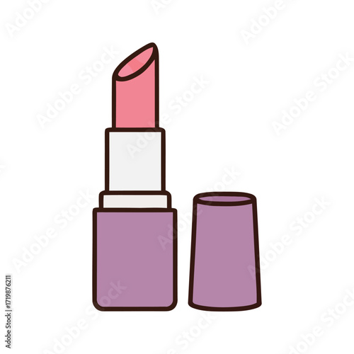 Pretty Pink Lipstick Tube with Cap, A Beautiful Makeup Product for Enhancing Lips and Adding Color to Your Look