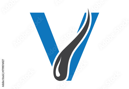 Intel latter V with hair treatment logo design concept