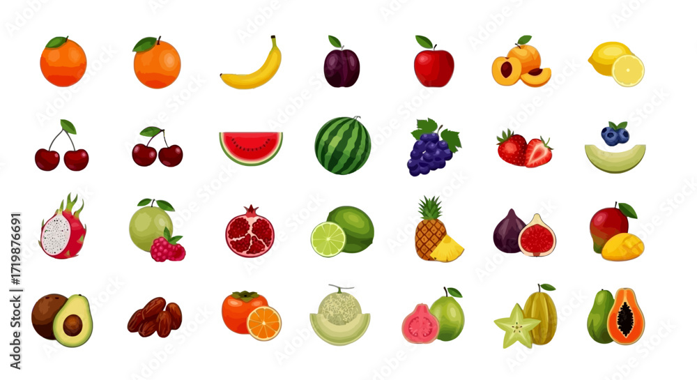 Obraz premium Collection of various fresh fruits.