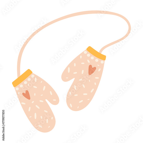 Cozy mittens illustration. Winter item. Vector.