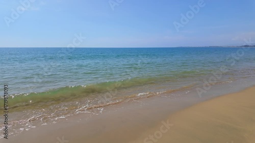 This stock video shows a calm blue sea.