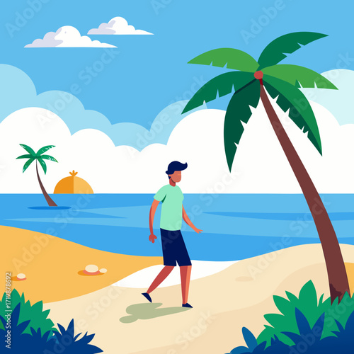Escape to paradise with this stunning beach scene, perfect for promoting travel, relaxation, and tropical getaways, showcasing serene coastlines and vibrant vacation vibes