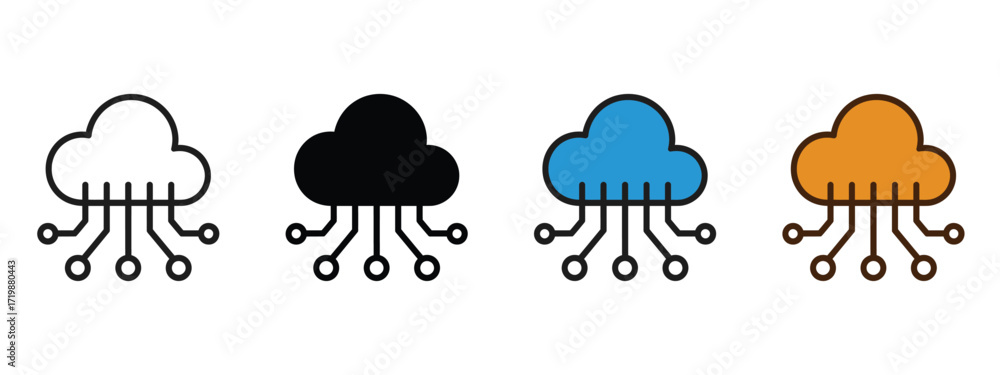 Fototapeta premium Cloud, CRM, customer, relationship, management, software, data icon vector. data storage and processing in a connected system, versatile symbol. vector illustration.