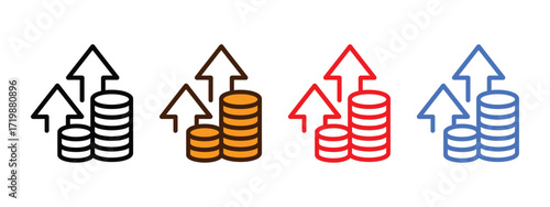 Growth, inflation icon vector. depicting growth and financial success symbol. vector illustration.