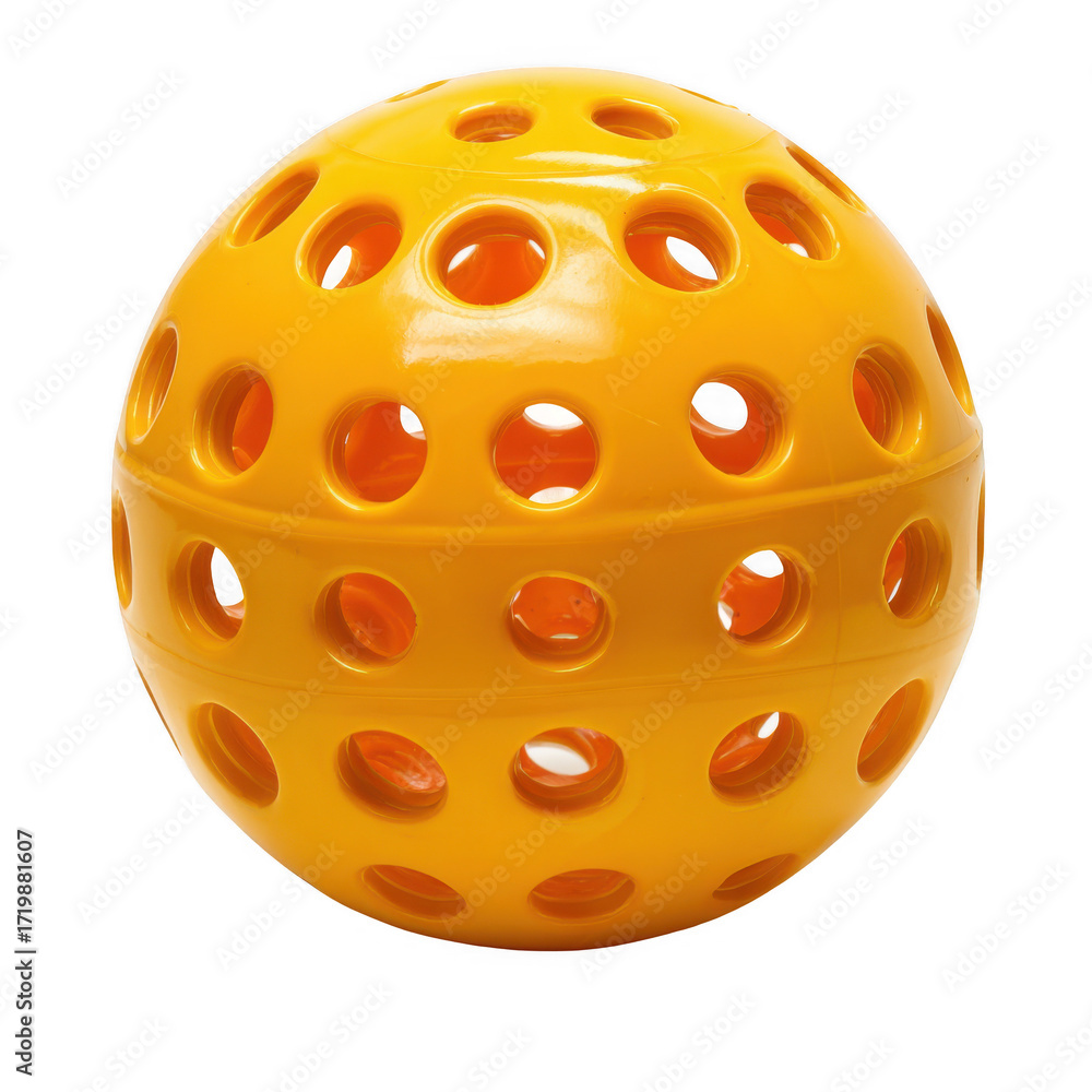 Fototapeta premium Hollow plastic wiffle ball with perforated sides for backyard play [Transparent Background PNG]