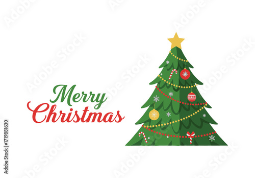Holiday greeting card, flyer Vector illustration for Christmas