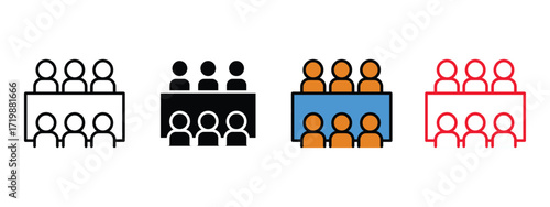 Meeting, conference icon vector. Business Team Discussion, Gathering for Collaboration, Meeting with Participants symbol. vector illustration.