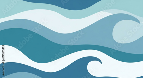 Abstract ocean wave background a serene and calming illustration of overlapping blue waves, perfect for conveying a sense of peace, tranquility, and the beauty of the sea