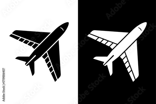 Black and White Air Travel Symbol for Tourism Concept.