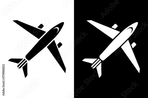 Airplane Travel Illustration PNG in Monochrome Style.