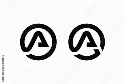 Letter A logo design in a circle with bold line art style