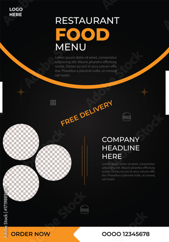 Modern clean clear Restaurant flyer template or food flyer design with best design organic shape restaurant food flyer design