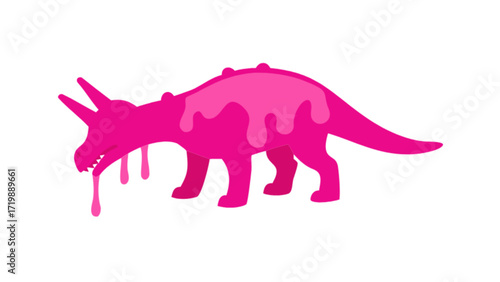 Pink triceratops dinosaur drawing illustration vector art design for kids and children artwork