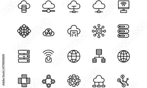 Cloud & Server Icons – Netzwerk, Daten, Internet & Sicherheit Symbole

