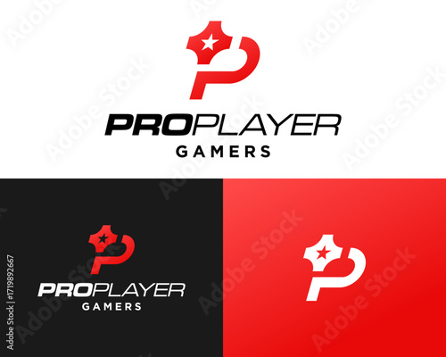 Pro Player Gamers Logo Esports Emblem with a Star Symbol