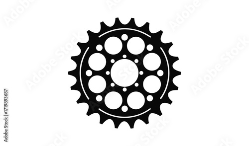 Black silhouette of a bicycle chainring with multiple holes