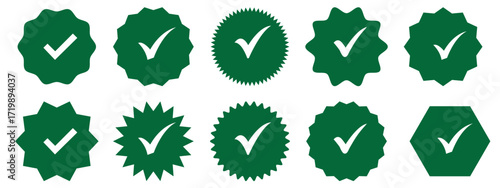 Social media and Profile Verified badge icon. Check and Approved, Accept, Instagram verified badge icon. vector illustration. Green verified badge icon vector set. green check mark icon vector set.
