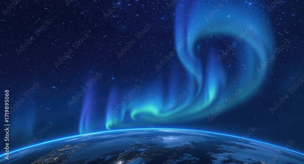 Obraz premium Aurora borealis over Earth