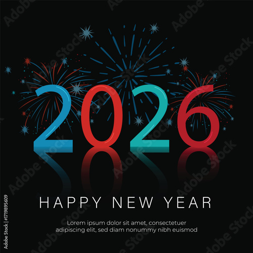 happy new year 2026 template with luxury background. holiday countdown festival celebration background vector illustration.  celebration greeting card Banner, Poster, post design.
