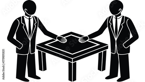 Business people, including businessmen and businesswomen in suits, are a symbol of teamwork and corporate success