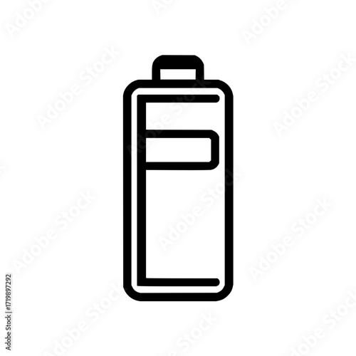 A simple outline of a battery with charge level indicators displaying the battery status clearly shown