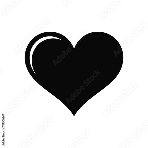 Simple black heart silhouette isolated on a white background for love and romance concepts