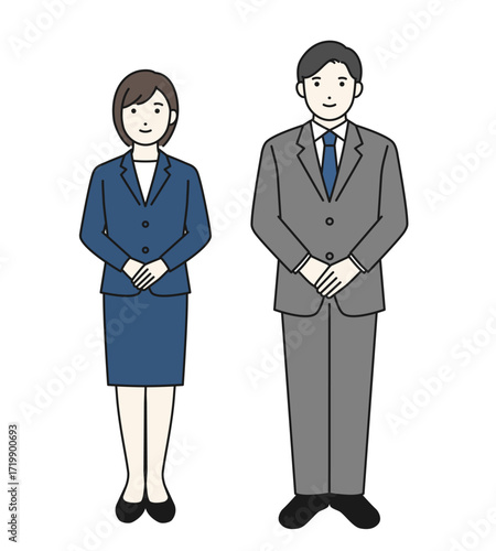 受付 立っている ビジネスパーソン 全身	
