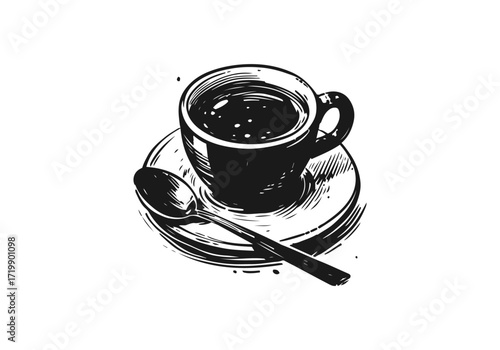 Black coffee hand drawn sketch vector illustration