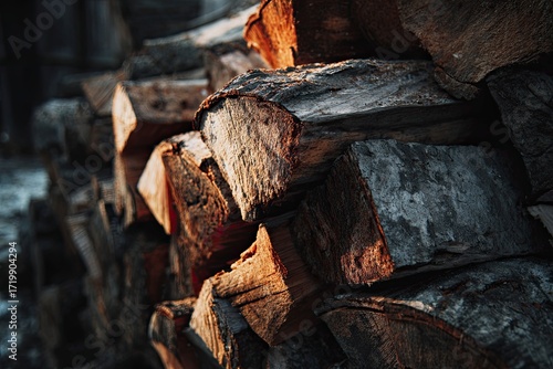 Wallpaper Mural Stacked Firewood Logs in Natural Light with Warm Tones for Rustic Home Interior or Outdoor Fire Setup Torontodigital.ca