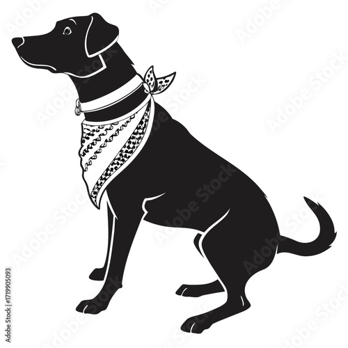 Dog wearing bandana silhouette